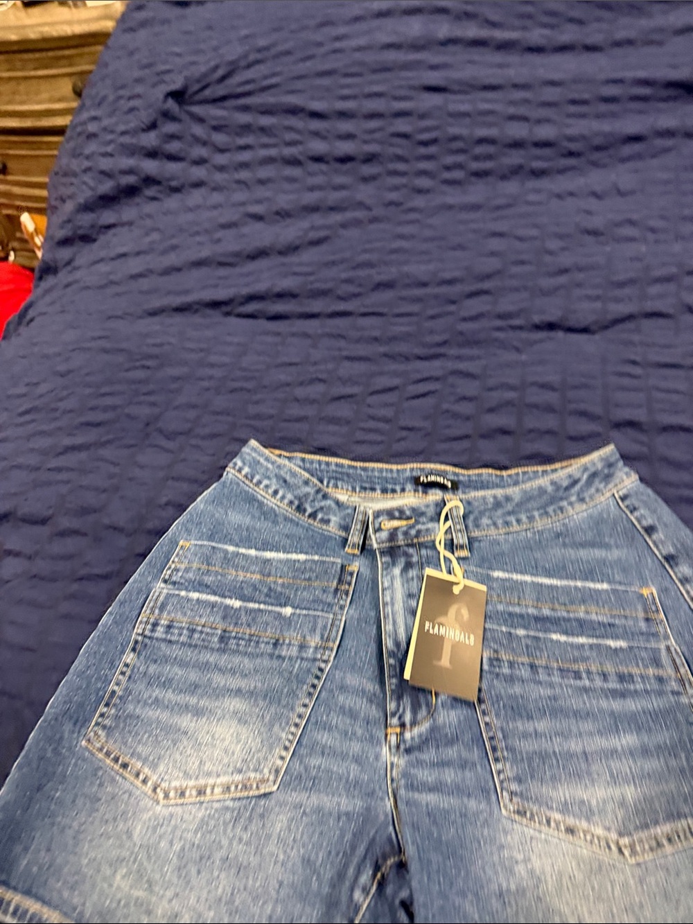 Flamingals Women's Light Blue Boyfriend shorts